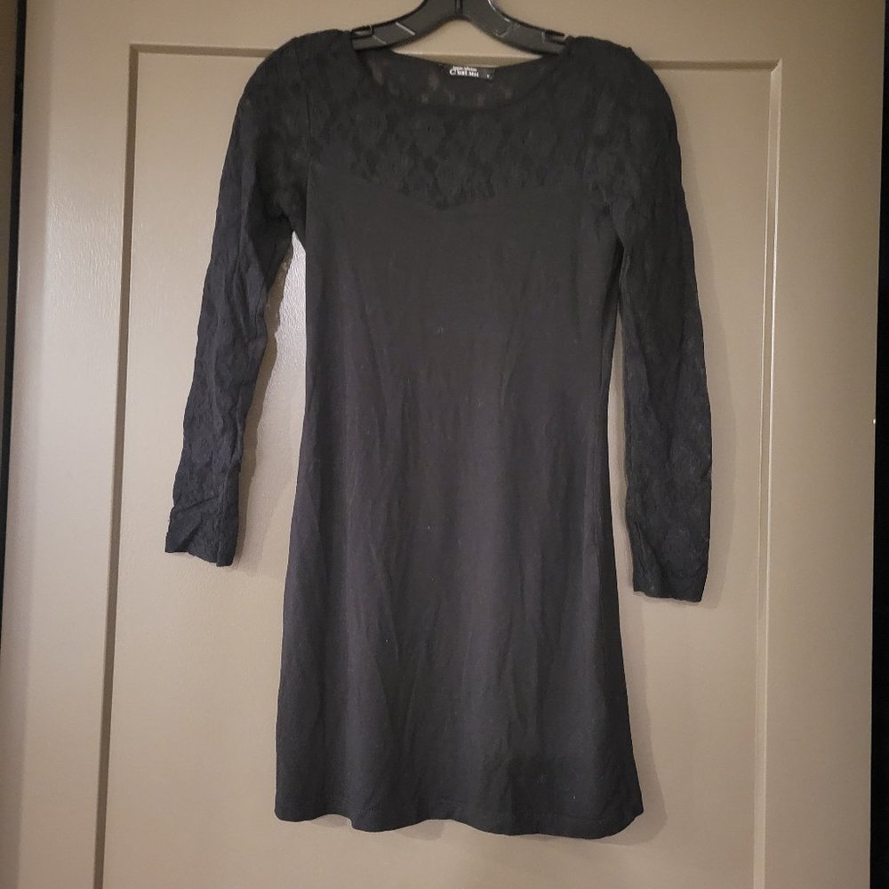 Little Black Dress with Lace Shoulder and Sleeves